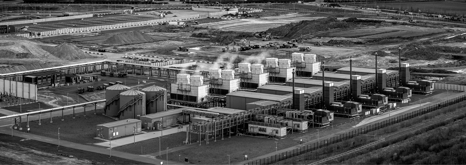 Aerial view of a large data-center complex